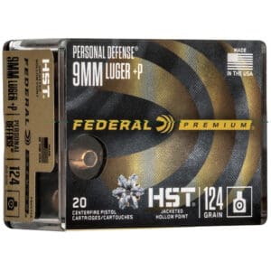 Federal Premium Personal Defense 9mm Luger+P 124 gr HST Jacketed Hollow Point 20 Per Box