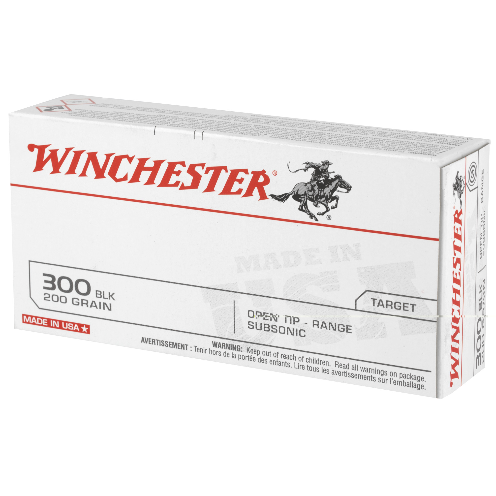 Winchester USA .300 Blackout 200 gr Open Tip Range Subsonic 20 Per Box
