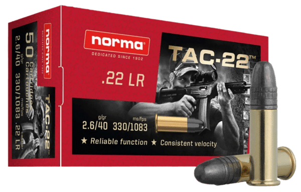 Norma Ammunition Tac .22 LR 40 gr Lead Round Nose 50 Per Box
