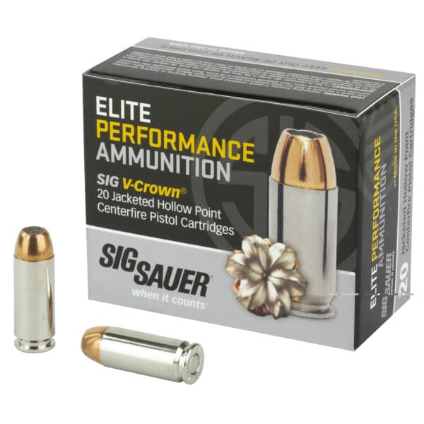 Sig Sauer E10MM120 Elite Performance 10mm Auto 180 gr V-Crown JHP 20 Per Box