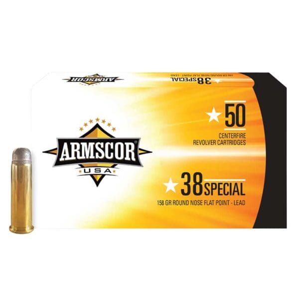 Armscor FAC385N USA .38 Special 158 gr Lead Round Nose Flat Point 50 Per Box