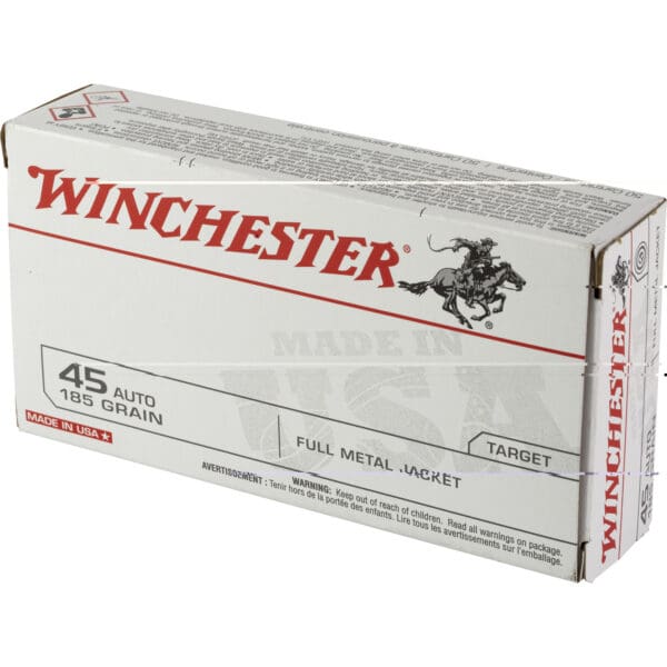 Winchester USA .45 ACP 185 gr Full Metal Jacket Flat Nose 50 Per Box - Image 3