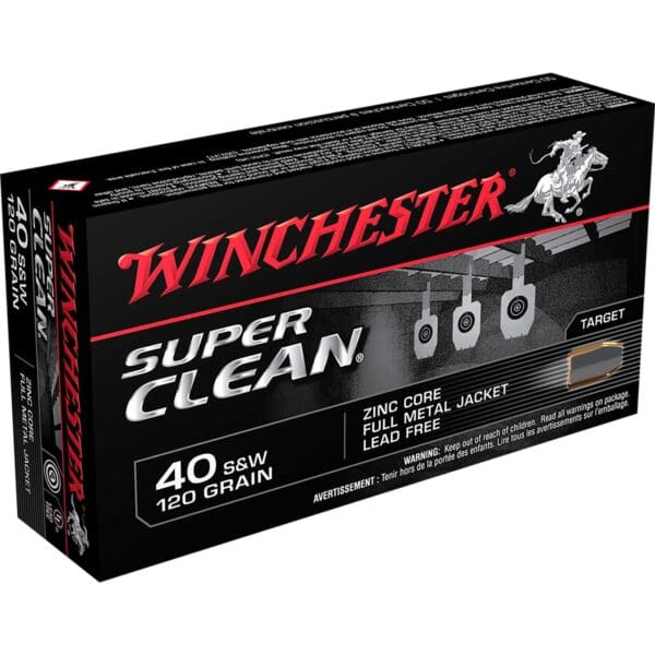 Winchester W40SWLF Super Clean .40 S&W 120 gr Lead Free Full Metal Jacket 50 Per Box