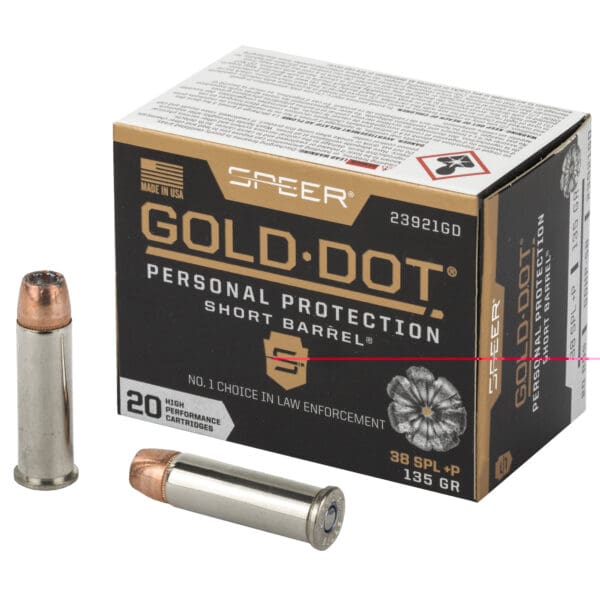 Speer 23921GD Gold Dot .38 Special +P 135 gr Hollow Point 20 Per Box