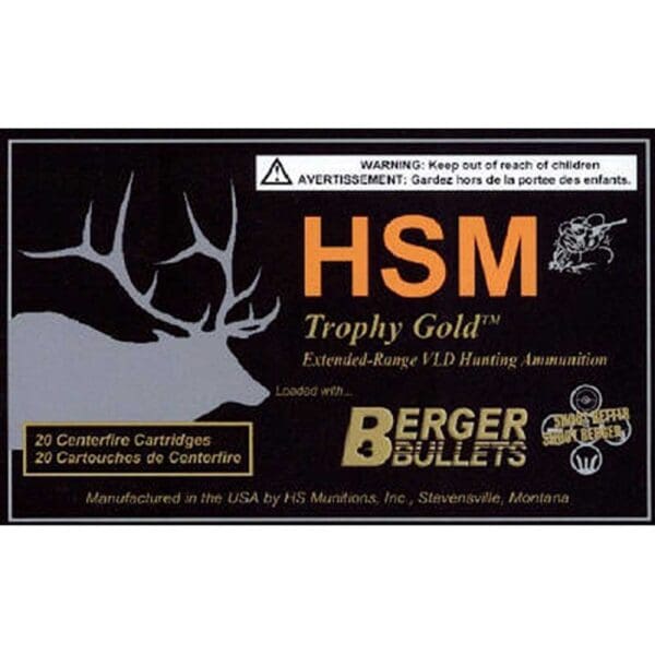 HSM 270WSM130VLD Trophy Gold .270 WSM 130 gr Berger Hunting VLD Match 20 Per Box