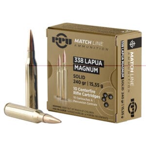 PPU PPM338 Match .338 Lapua Mag 240 gr Copper Solid 10 Per Box
