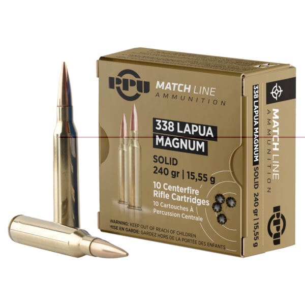 PPU PPM338 Match .338 Lapua Mag 240 gr Copper Solid 10 Per Box