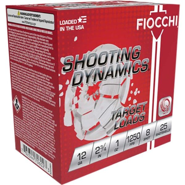 Fiocchi 12SD1X8 Shooting Dynamics 12 Gauge 2.75" 1oz 8 Shot 25 Per Box