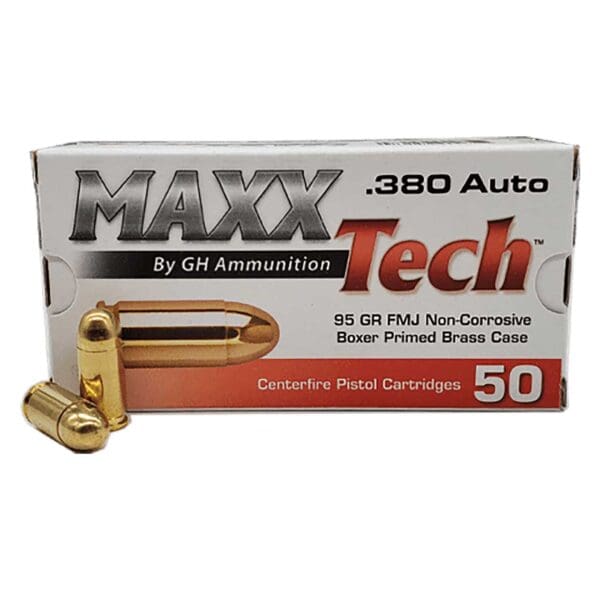 MaxxTech PTGB380B .380 ACP 95 gr Full Metal Jacket 50 Per Box