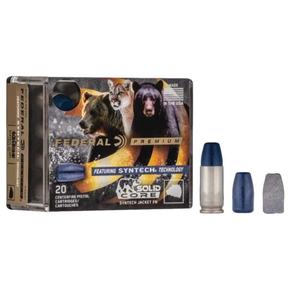 Federal P45SHC1 Premium .45 ACP +P 240 gr Solid Core Synthetic Flat Nose 20 Per Box