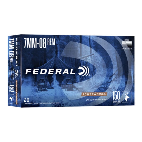 Federal 708CS Power-Shok 7mm-08 Rem 150 gr Jacketed Soft Point 20 Per Box