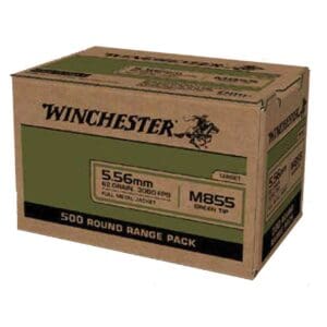 Winchester WM855500 M855 Green Tip 5.56x45mm NATO 62 gr Full Metal Jacket 500 Per Box