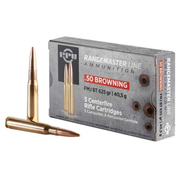 PPU PPRM50 Rangemaster .50 BMG 625 gr Full Metal Jacket 5 Per Box
