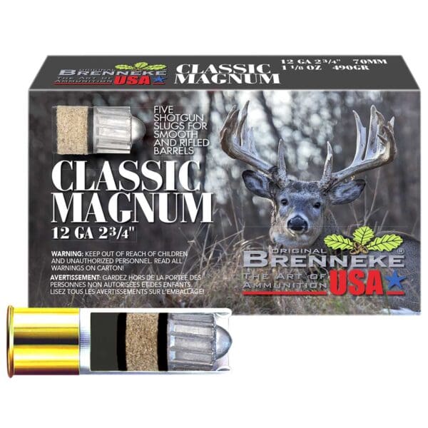 Brenneke SL122CLM Classic Magnum 12 Gauge 2.75" 1 1/8 oz Slug Shot 5 Per Box