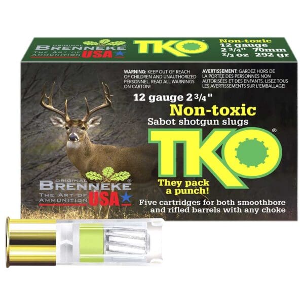 Brenneke SL122TKO TKO  12Gauge 2.75" 2/3oz Slug Shot 5 Per Box/50 Case