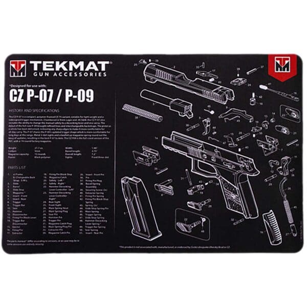 TekMat TEKR17CZP07 CZ P-07/P-09 Cleaning Mat Black/White Rubber 11"x17" CZ P-07/P-09