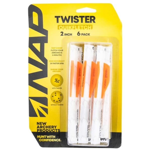 NAP NAP60637 Quickfletch Twister White Orange/ 6 Pack