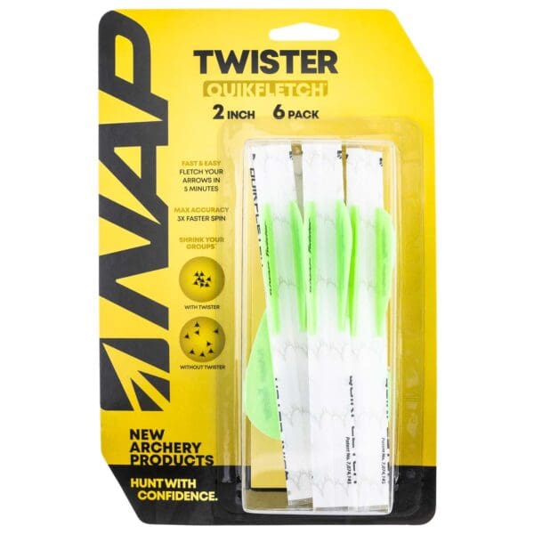 NAP NAP60638 Quickfletch Twister Fletching White Green/ 6 Pack