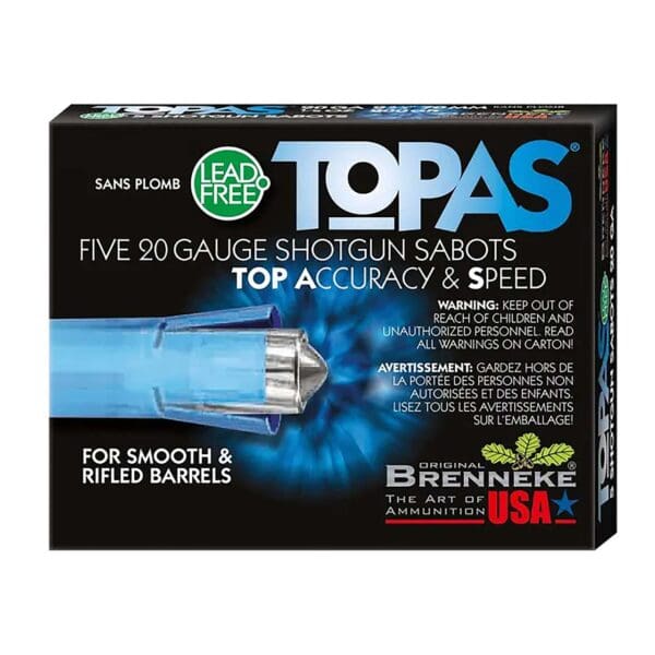Brenneke SL202TOPN TOPAS 20 Gauge 2.75" 1/2oz Sabot Slug Shot 5 Per Box