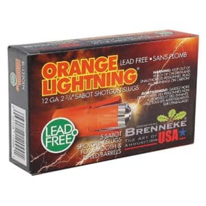 Brenneke SL122OLN Orange Lightning 12 Gauge 2.75" 2/3oz Slug Shot 5 Per Box