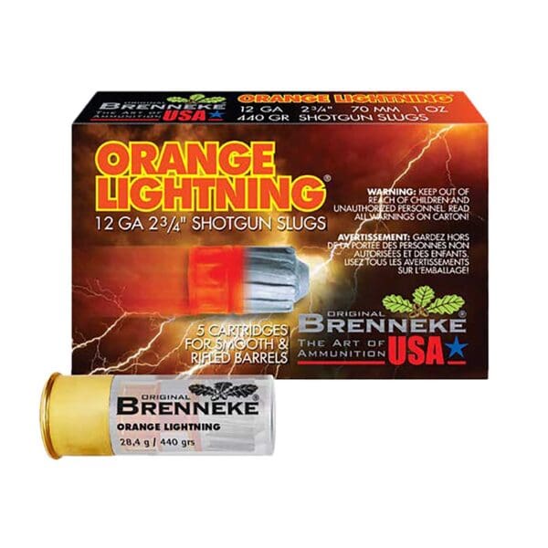 Brenneke SL122OL Orange Lightning 12 Gauge 2.75" 1oz Slug Shot 5 Per Box
