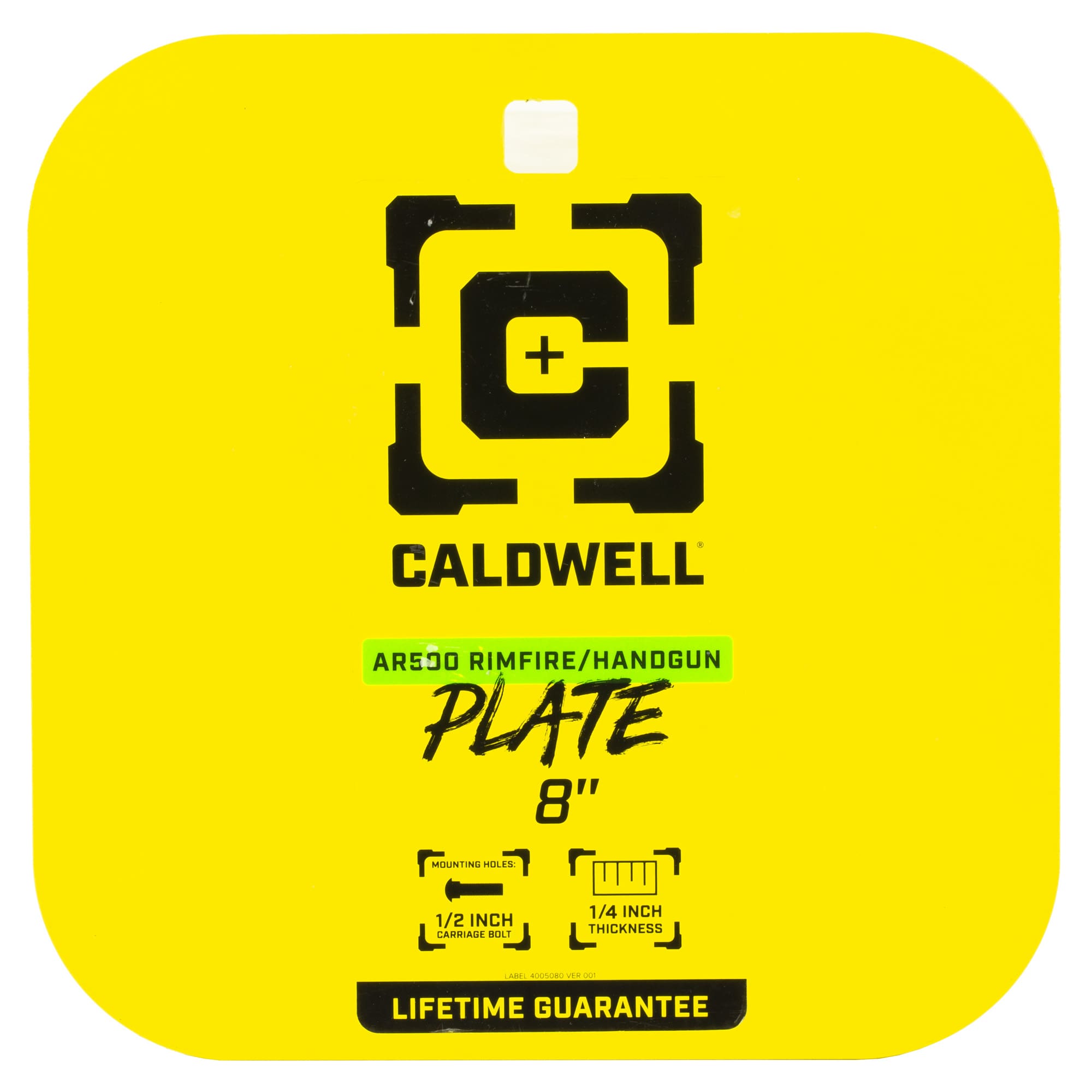 Caldwell 4002878 8" Rimfire/Handgun Yellow AR500 Steel Gong 1/4" Thick